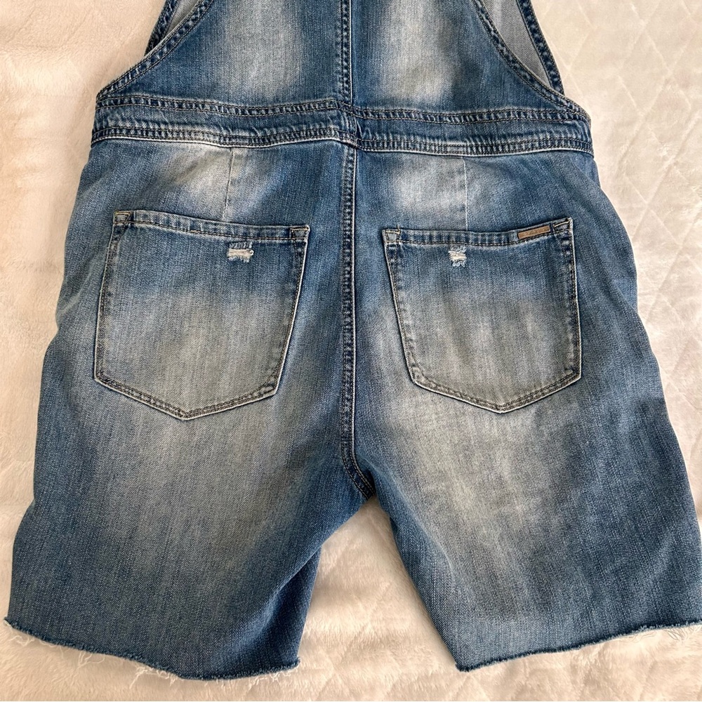 Insane Gene LA Jeans short overall Shortalls medium wash Distressed Size Medium - Picture 9 of 14